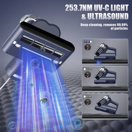 Teant Mattress Vacuum Cleaner for Dust Mites – 600W Handheld Deep Cleaning Machine with UV-C Light, 149°F Hot Air, Aroma Tablet, and LED Display